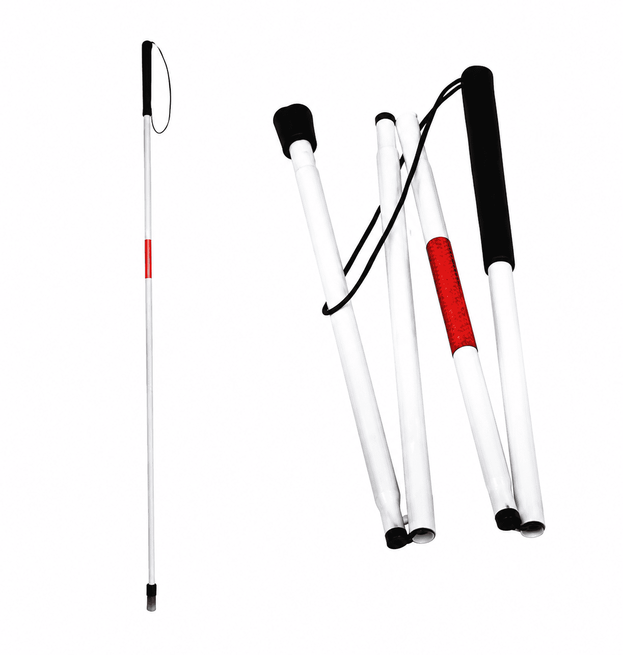 A-CA2004 FOLDING CANE 59", 4 SECTIONS WHITE FOR VISUALLY IMPAIRED PERSONS
