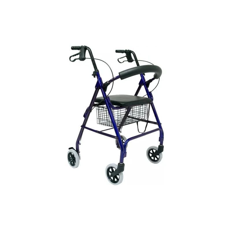 AR-4600BK 4 WHEEL ALUM ROLLATOR, 6" CASTER, PU SEAT, BLACK