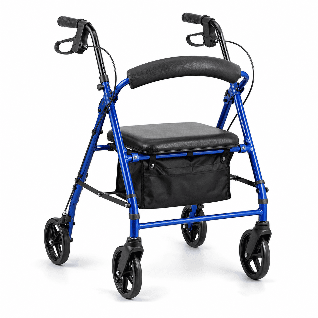 AR-8411KDBL ROLLATOR 4 WHEELS STEEL, BLUE, 300LB WEIGHT CAPACITY