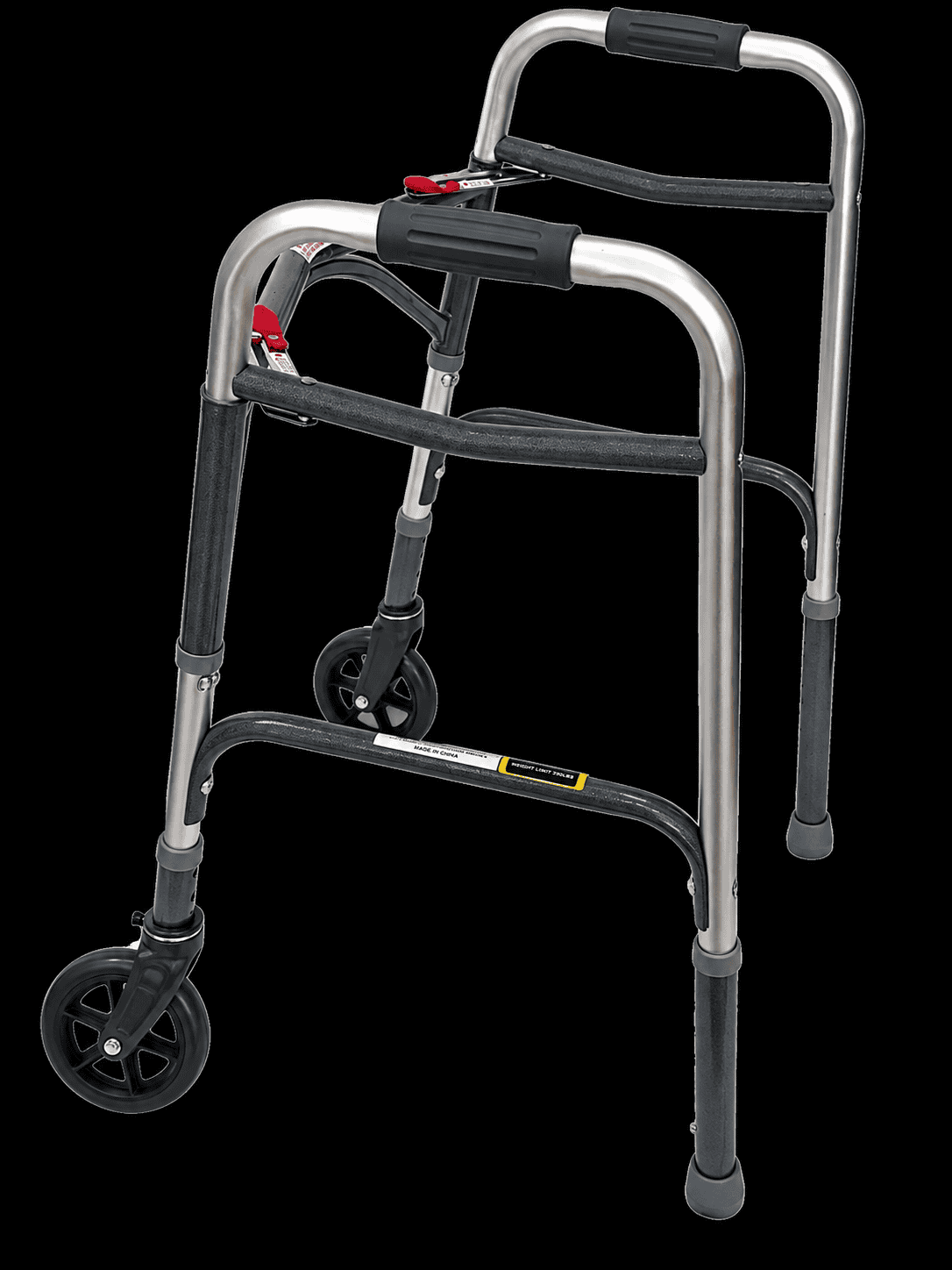 A-WA6106W300-4 TWO BUTTON FOLDING WALKER W/5" WHEEL, 300LB WT. CAP., 4 SETS/CASE