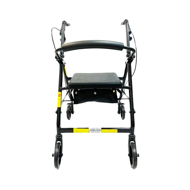 4 Wheel Aluminum Rollator,6" Casters, Flip up curved padded backrest, Loop-lock hand brakes, PU Seat, Weight capacity:220LBS, Color: Blue