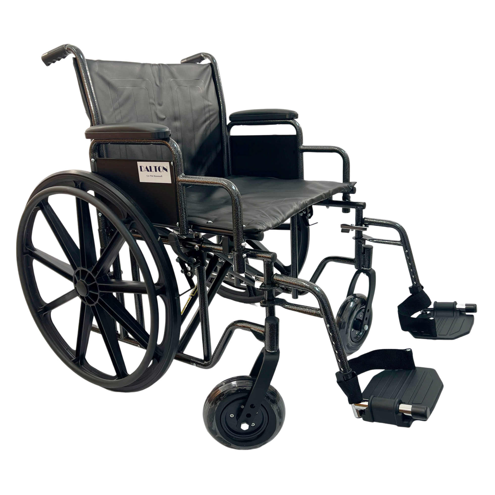 20" Heavy duty wide wheel chair with detachable arm, leg rests, Vinyl seat, Weight limit: 310lbs