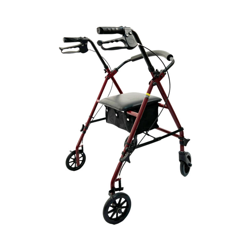 4 Wheel Steel Rollator, 8"Casters, Flip up curved padded back rest, Handle height adjustment, Loop-lock hand brakes, Weight limit:300LBS,Color: Blue