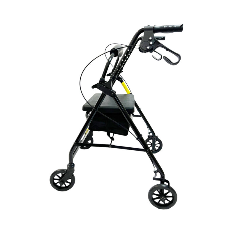 4 Wheel Aluminum Rollator,6" Casters, Flip up curved padded backrest, Loop-lock hand brakes, PU Seat, Weight capacity:220LBS, Color: Blue