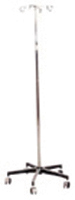 Steel I.V. Stand w/5 Steel Prong Base, 2 Hooks w/2" Casters