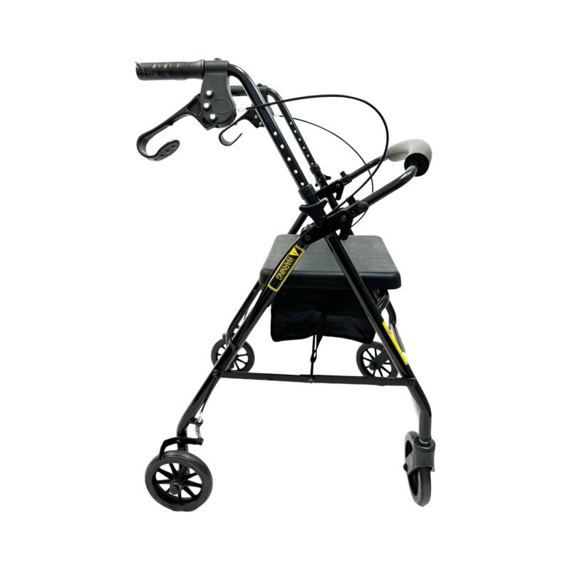 4 Wheel Aluminum Rollator,6" Casters, Flip up curved padded backrest, Loop-lock hand brakes, PU Seat, Weight capacity:220LBS, Color: Red