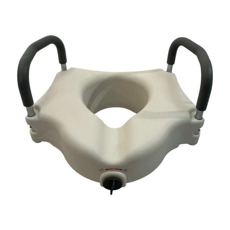 Raised toilet seat with lock and arm, Weight limit: 250 LBS. BS-30271G-1