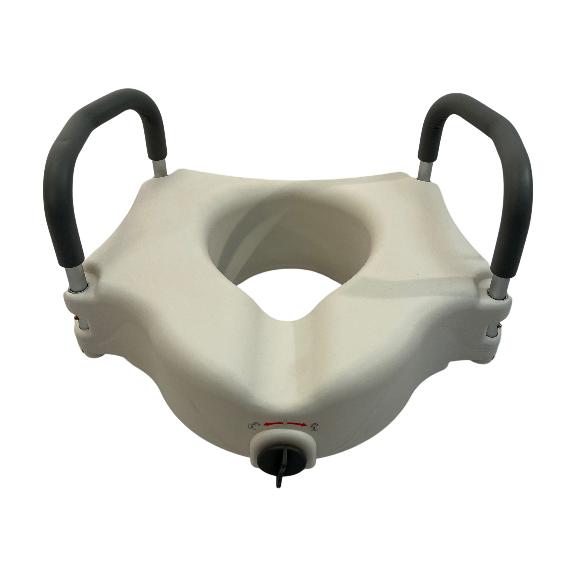 Raised toilet seat with lock and arm, Weight limit: 250 LBS. BS-30271G-1