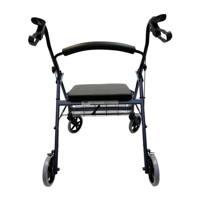 Heavy Duty Extra wide Seat Steel Rollator, Straight padded backrest, Handle Height Adjustment, Blue color, Weight limit: 400 LBS