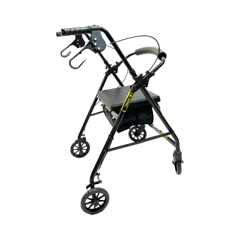 4 Wheel Aluminum Rollator,6" Casters, Flip up curved padded backrest, Loop-lock hand brakes, PU Seat, Weight capacity:220LBS, Color: Blue