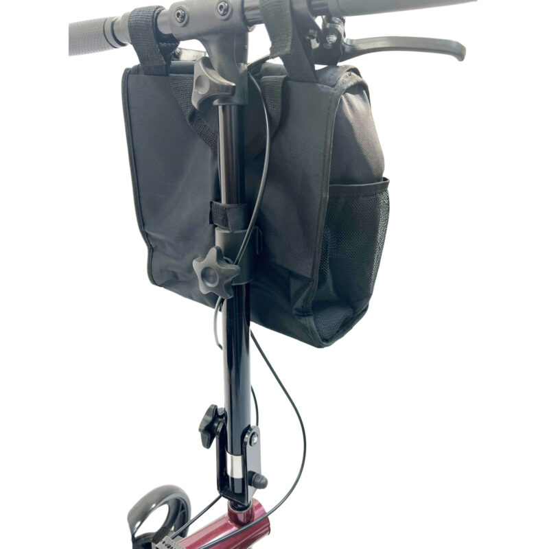 Knee Walker, one seat, steel burgundy, Set with folding mechanism for easy transport and storage, Handle and knee pad height can be adjustable without tours, with basket, Weight limit:300 LBS