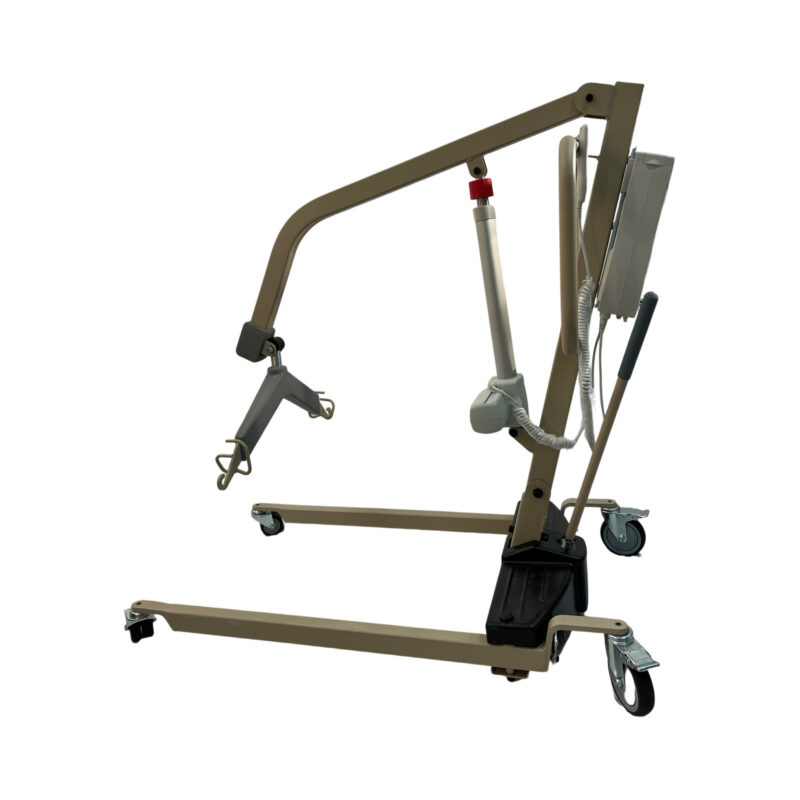 Electric patient lifter, Padded 360ᵒ hanger bar, Double roller caster with rear caster lock keeps the lift more stable , comes with rechargeable battery ,weight capacity: 450 LBS. PL4200E