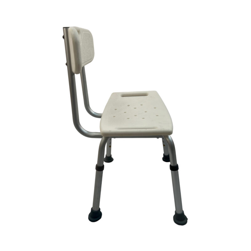 Dalton Medical-Height adjustable Aluminum Shower Bench with back, Curved Rectangular seat. BS-5004-1