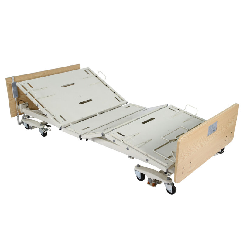 Bariatric Width Convertible Long-Term Care Low Bed,  an enlarged 42” platform with built-in length and width extension system to extend the bed up to 48” in width and 88” in length,  Weight Capacity: 800lbs.  BED-B357