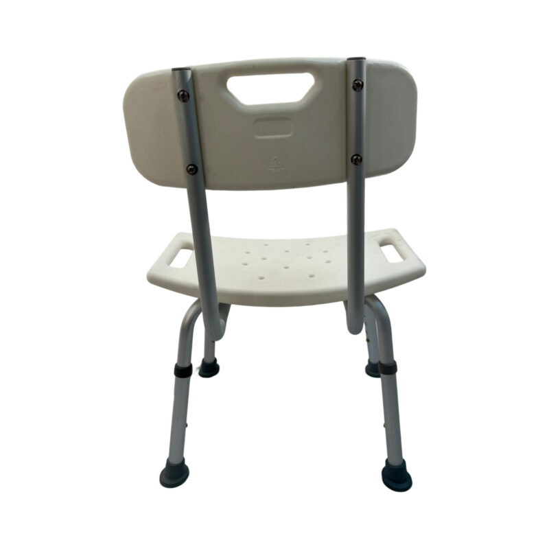 Dalton Medical-Height adjustable Aluminum Shower Bench with back, Curved Rectangular seat. BS-5004-1