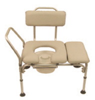 Deluxe Padded Transfer Bench with Commode with bucket, weight limit: 300LBS. TB-300U-P-1