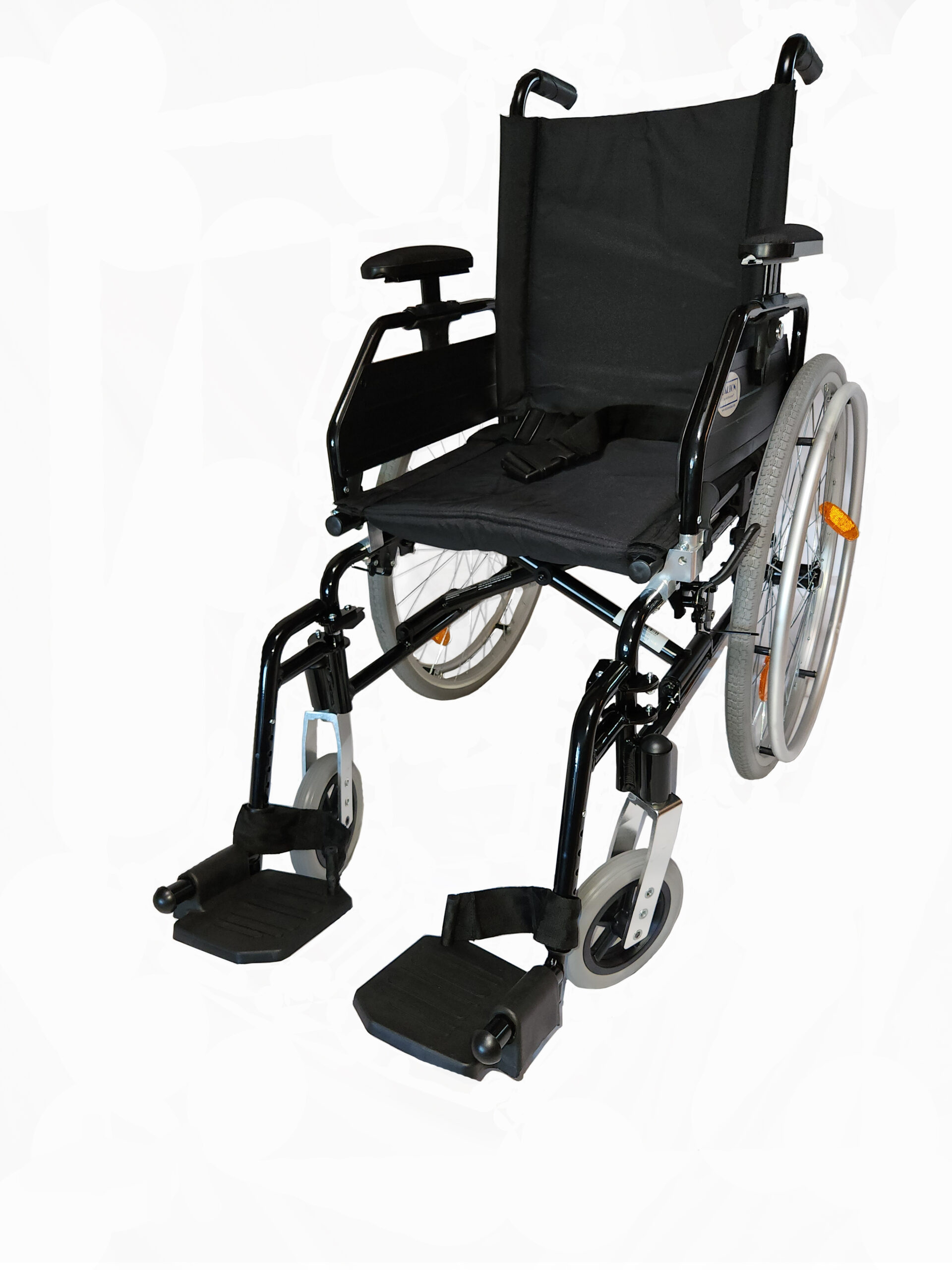 Hawk Ultra-light weight 16" wheelchair with foot rests, front casters are angle adjustable and height adjustable in three positions, multi-position back , quick-release 24" rear spoke wheel with PU tires -K516FA