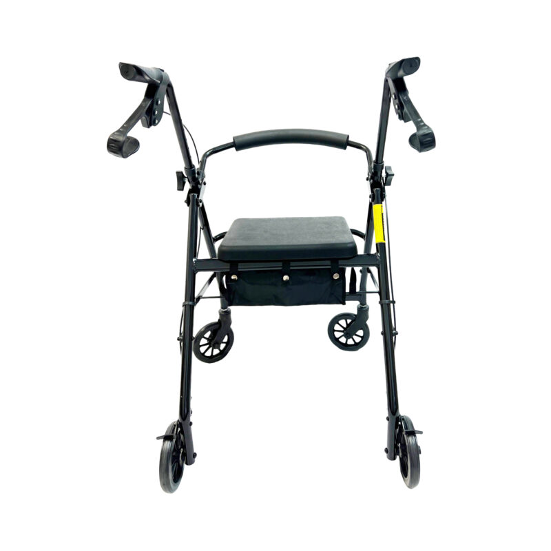 4 Wheel Aluminum Rollator,6" Casters, Flip up curved padded backrest, Loop-lock hand brakes, PU Seat, Weight capacity:220LBS, Color: Red