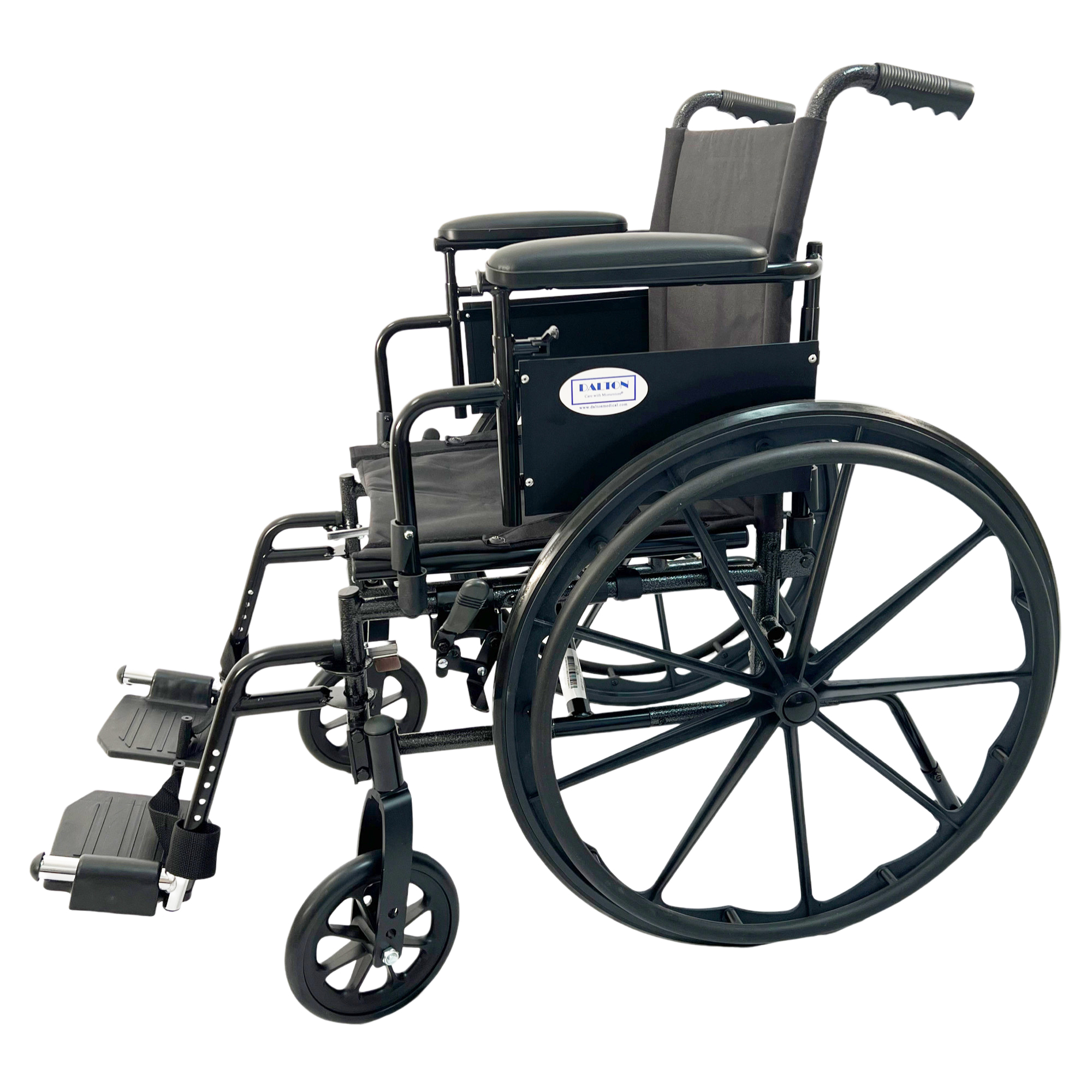 18" Heigh strength lightweight wheelchair with adjustable height arm, swing back arm, footrests , anti-tippers ,Weight limit:250lbs