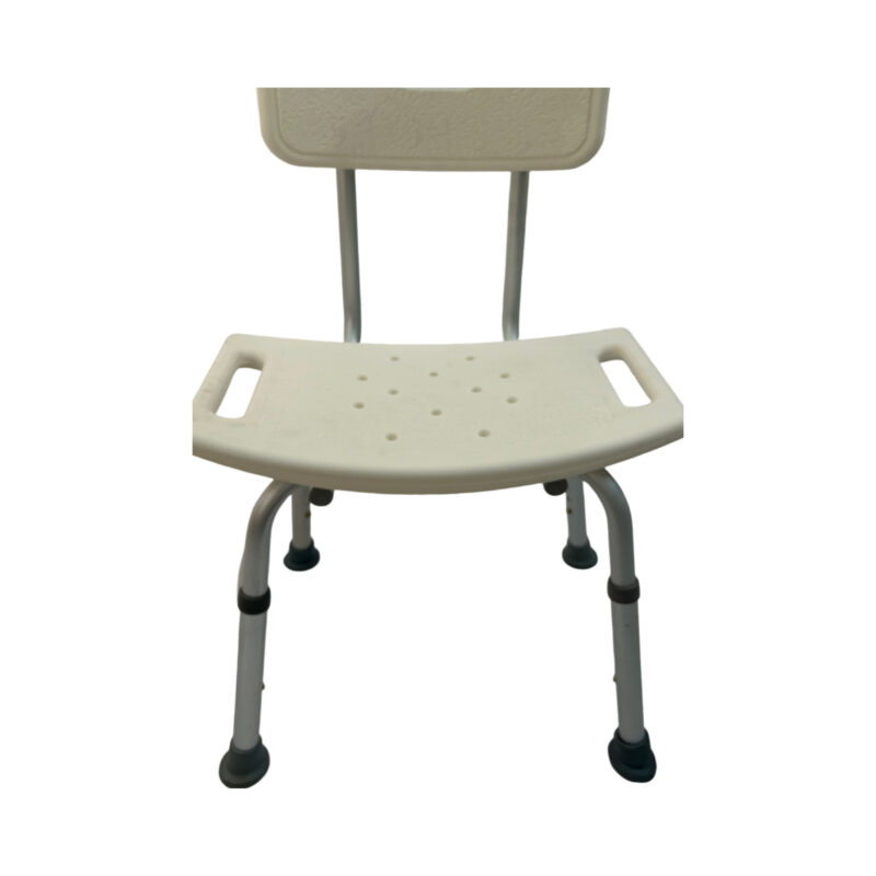 Dalton Medical-Height adjustable Aluminum Shower Bench with back, Curved Rectangular seat. BS-5004-1