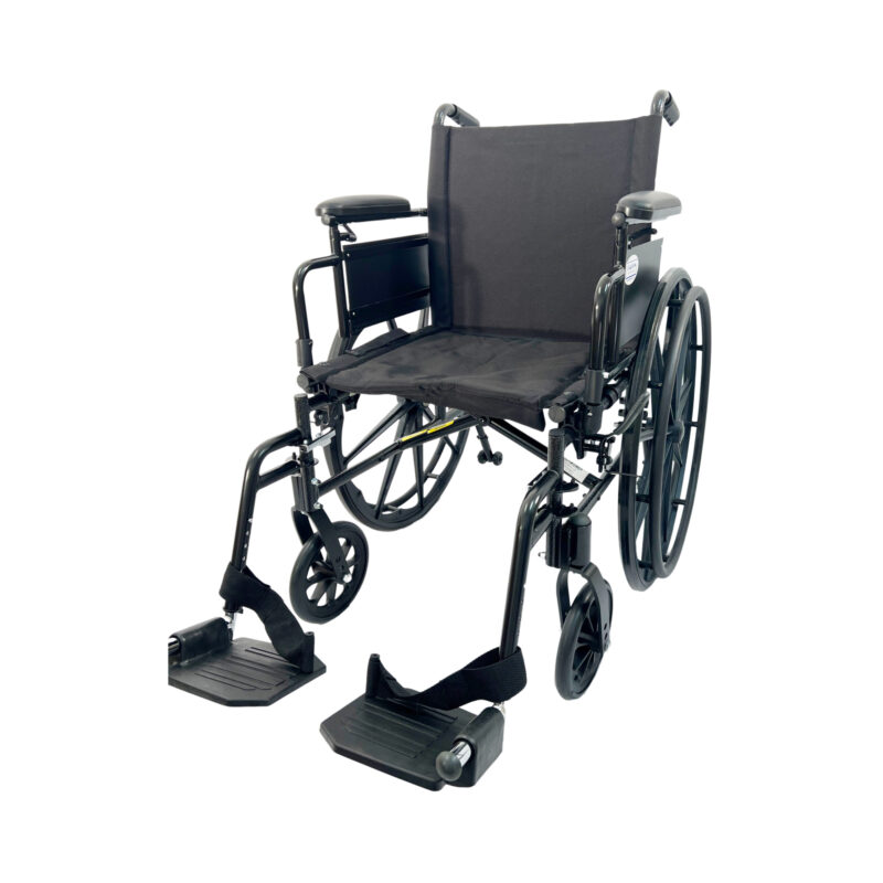 18" Heigh strength lightweight wheelchair with adjustable height arm, swing back arm, footrests , anti-tippers ,Weight limit:250lbs