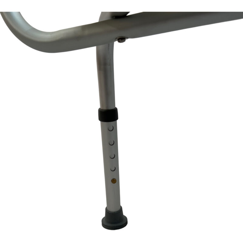 Dalton Medical-Height adjustable Aluminum Shower Bench with back, Curved Rectangular seat. BS-5004-1