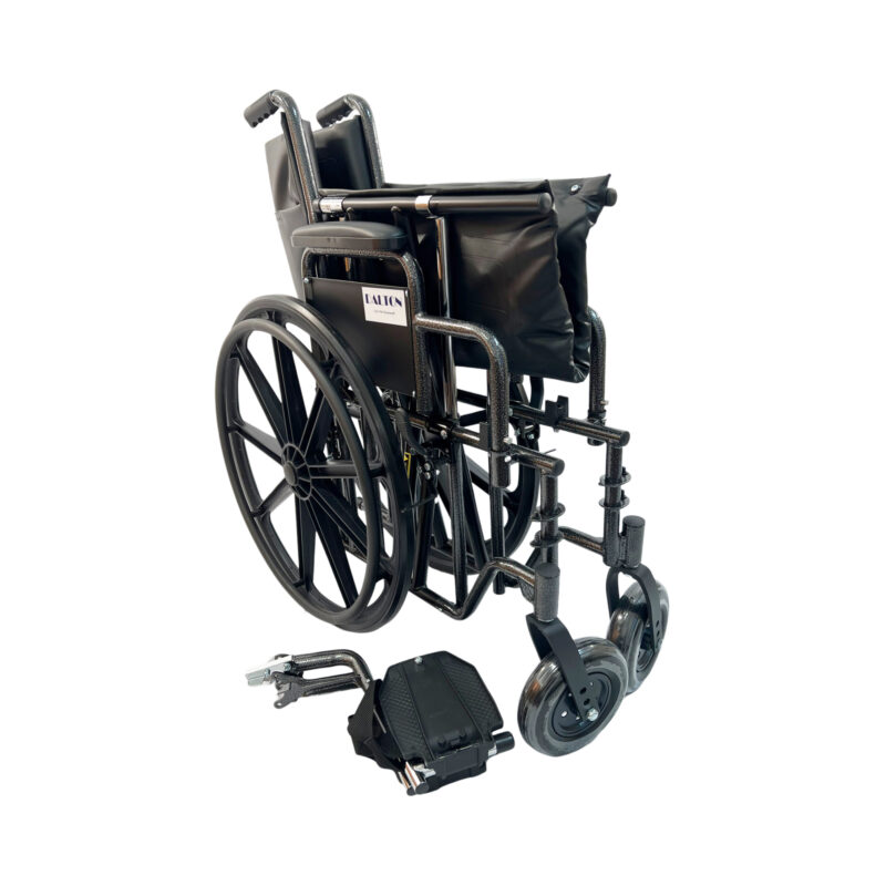 22" Heavy duty wide manual wheelchair, Detachable Arm with footrests, dual axle, Weight limit:350lbs