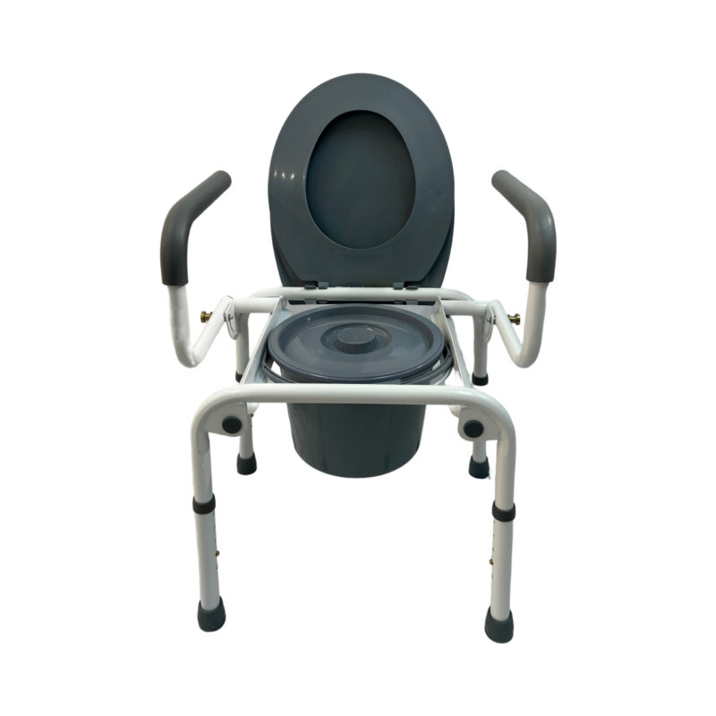 Dalton Medical- Drop Arm, height adjustable steel commode, weight limit:300 LBS. COM-DA300-2-1