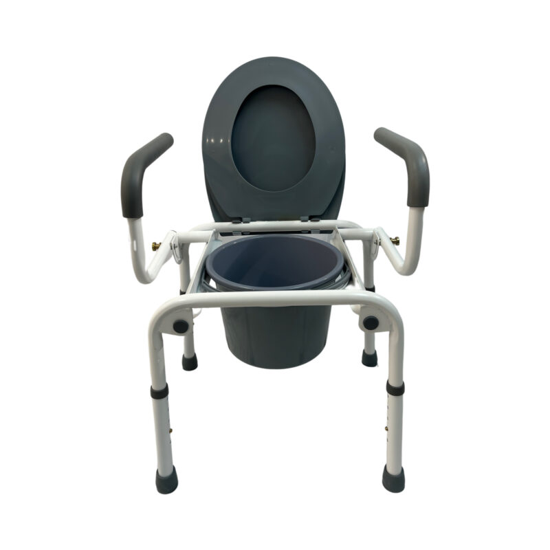 Dalton Medical- Drop Arm, height adjustable steel commode, weight limit:300 LBS. COM-DA300-2-1