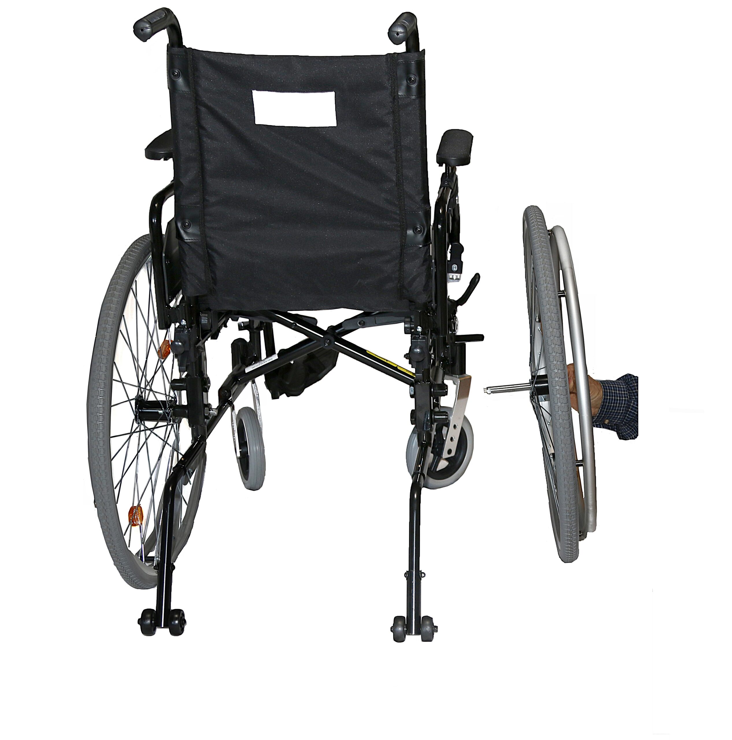 Hawk Ultra-light weight 16" wheelchair with foot rests, front casters are angle adjustable and height adjustable in three positions, multi-position back , quick-release 24" rear spoke wheel with PU tires -K516FA