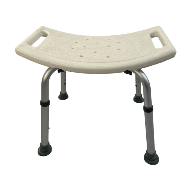 Height adjustable Aluminum Shower Bench without back, Curved Rectangular seat. BS-5002-1