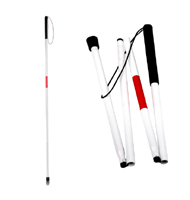 Folding Cane for Visually Impaired, total cane height:59",4 Sections, Wrist strip included, Weight capacity:250LBS
