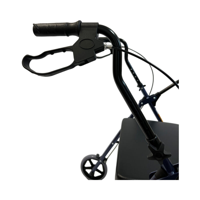 Heavy Duty Extra wide Seat Steel Rollator, Straight padded backrest, Handle Height Adjustment, Blue color, Weight limit: 400 LBS