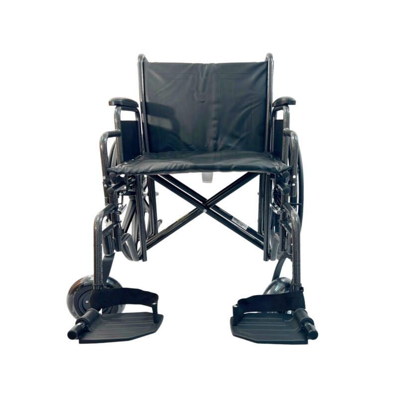 20" Heavy duty wide wheel chair with detachable arm, leg rests, Vinyl seat, Weight limit: 310lbs